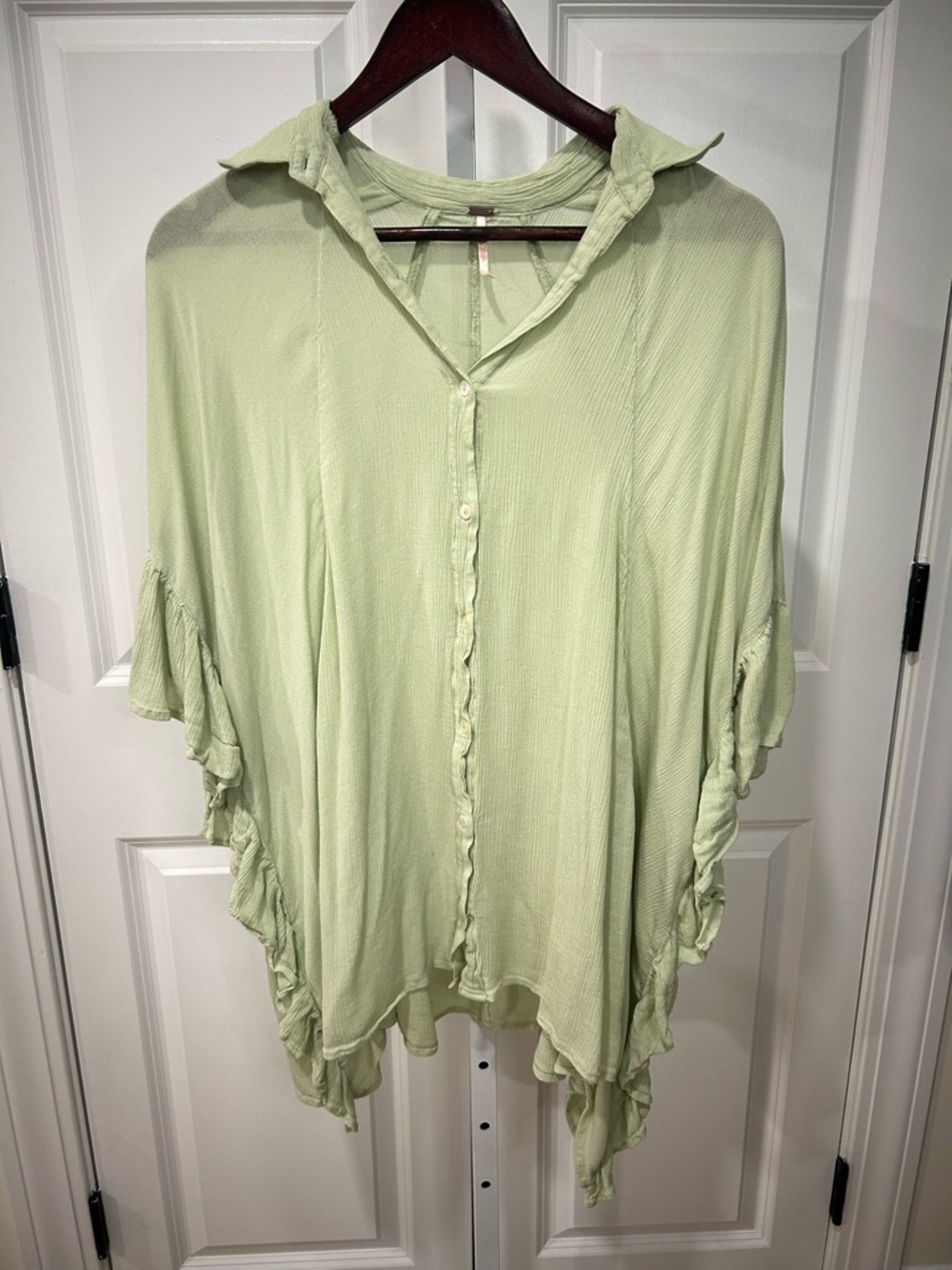 Free People Green Button Down